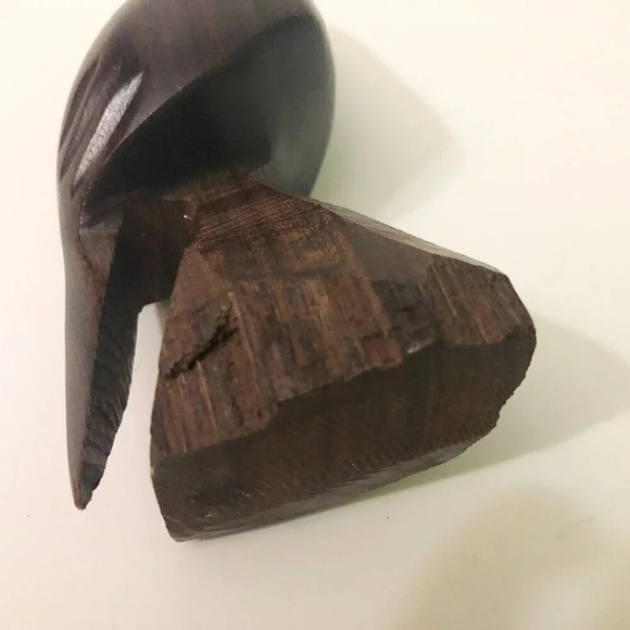 Vintage Hand Carved  Eagle Bird Hawk Wooden Statue 5.5 Inch Tall - Picture 9 of 14